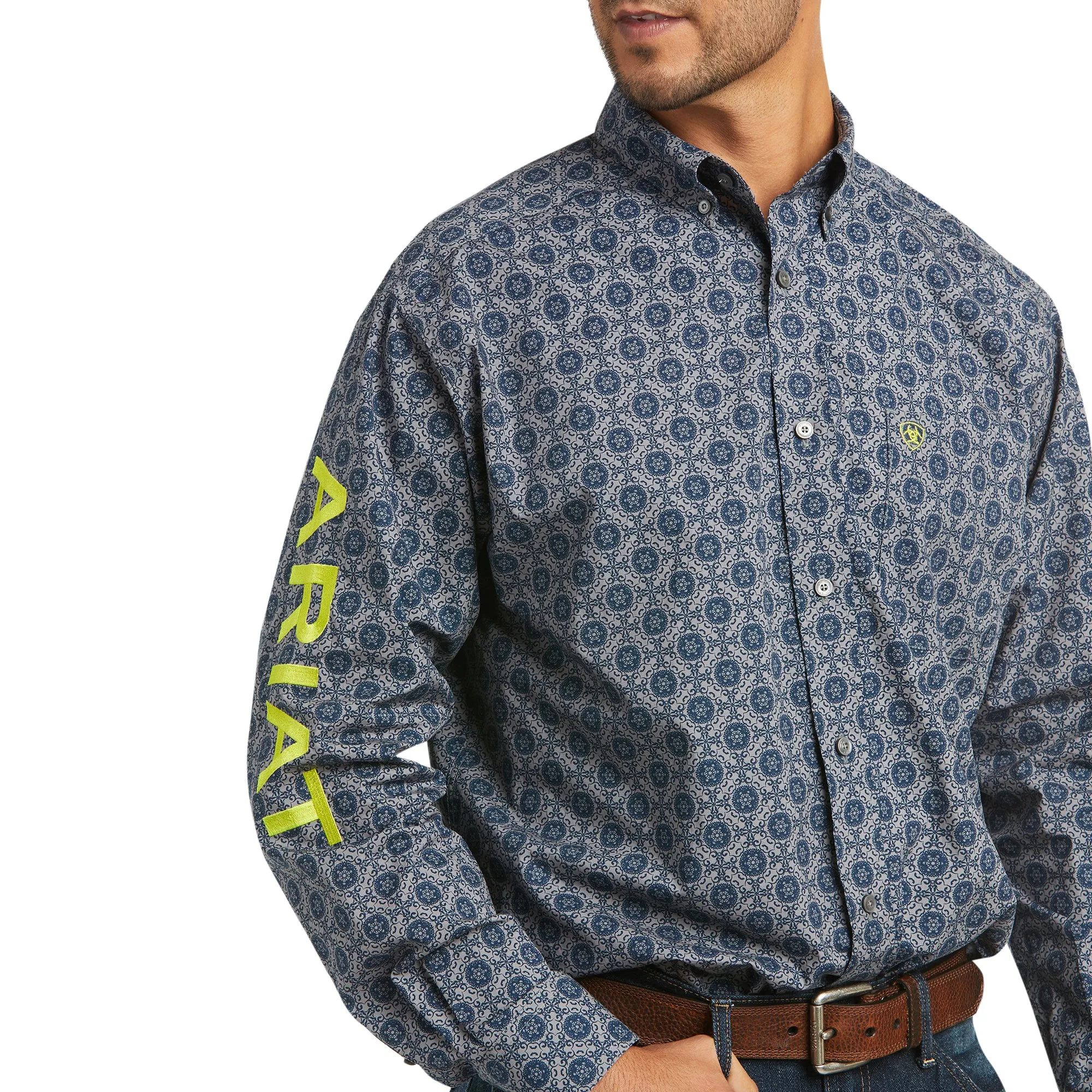 10037067 Ariat Men's Team Rafa Classic LS Shirt Quiet Shade