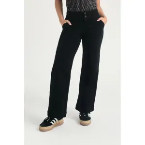 1822 Petite 29" BLACK Slim Wide Leg Jean w/ Double Stacked Waistband
