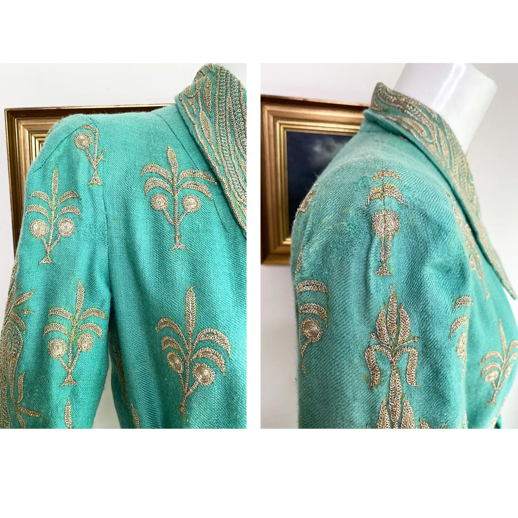 1940s Silver Bullion Hand-Embroidered Maxi Coat