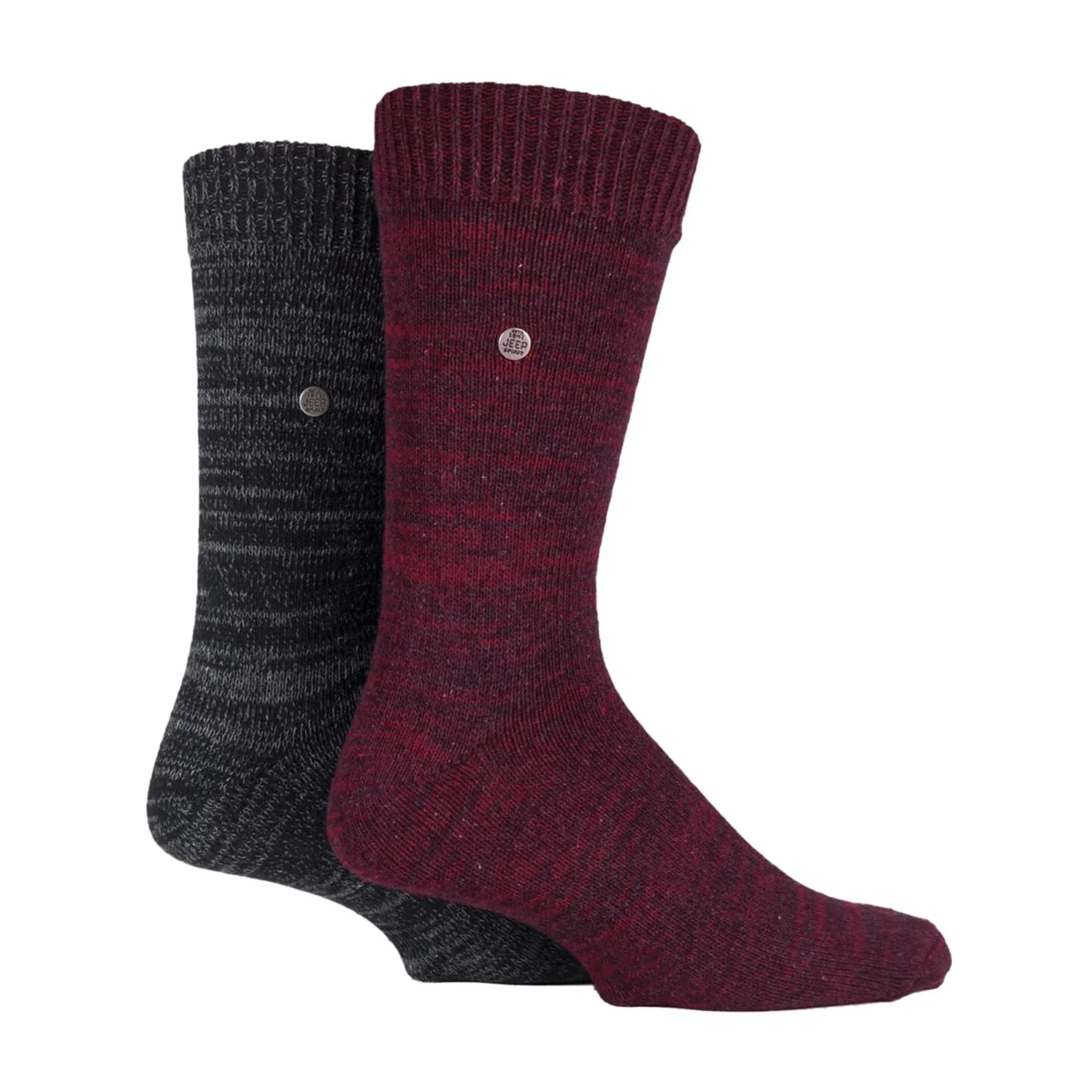 2 Pack Men's Casual Ribbed Cotton Dress Socks | Midweight Square Knit Socks