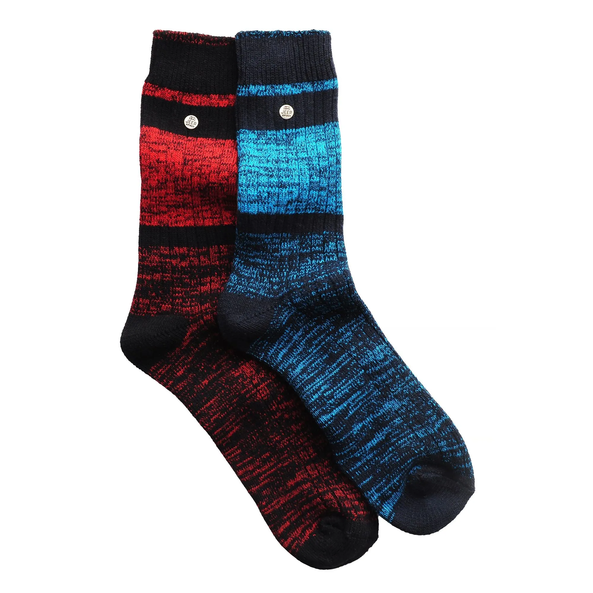 2 Pack Men's Casual Ribbed Cotton Dress Socks | Midweight Square Knit Socks