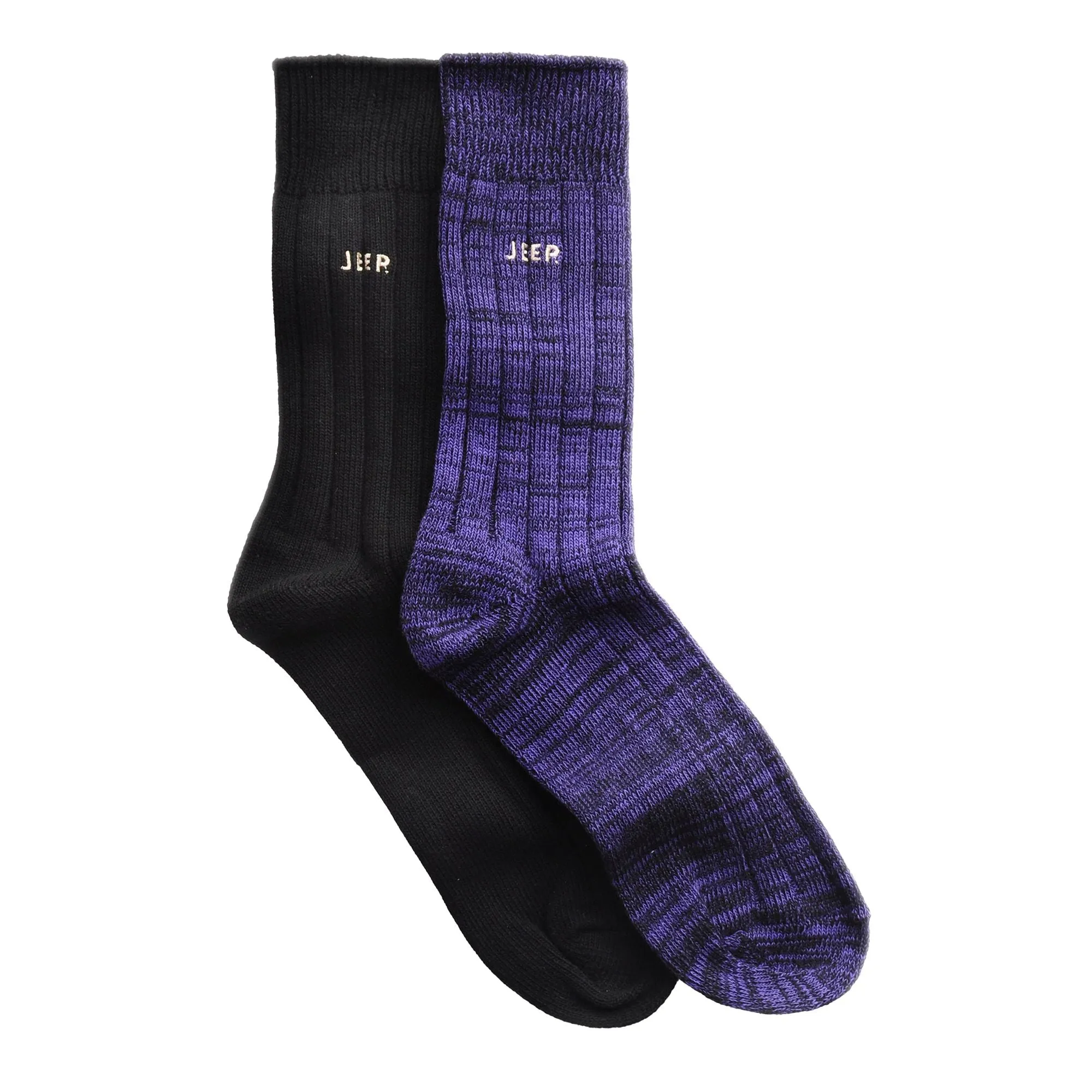 2 Pack Men's Casual Ribbed Cotton Dress Socks | Midweight Square Knit Socks