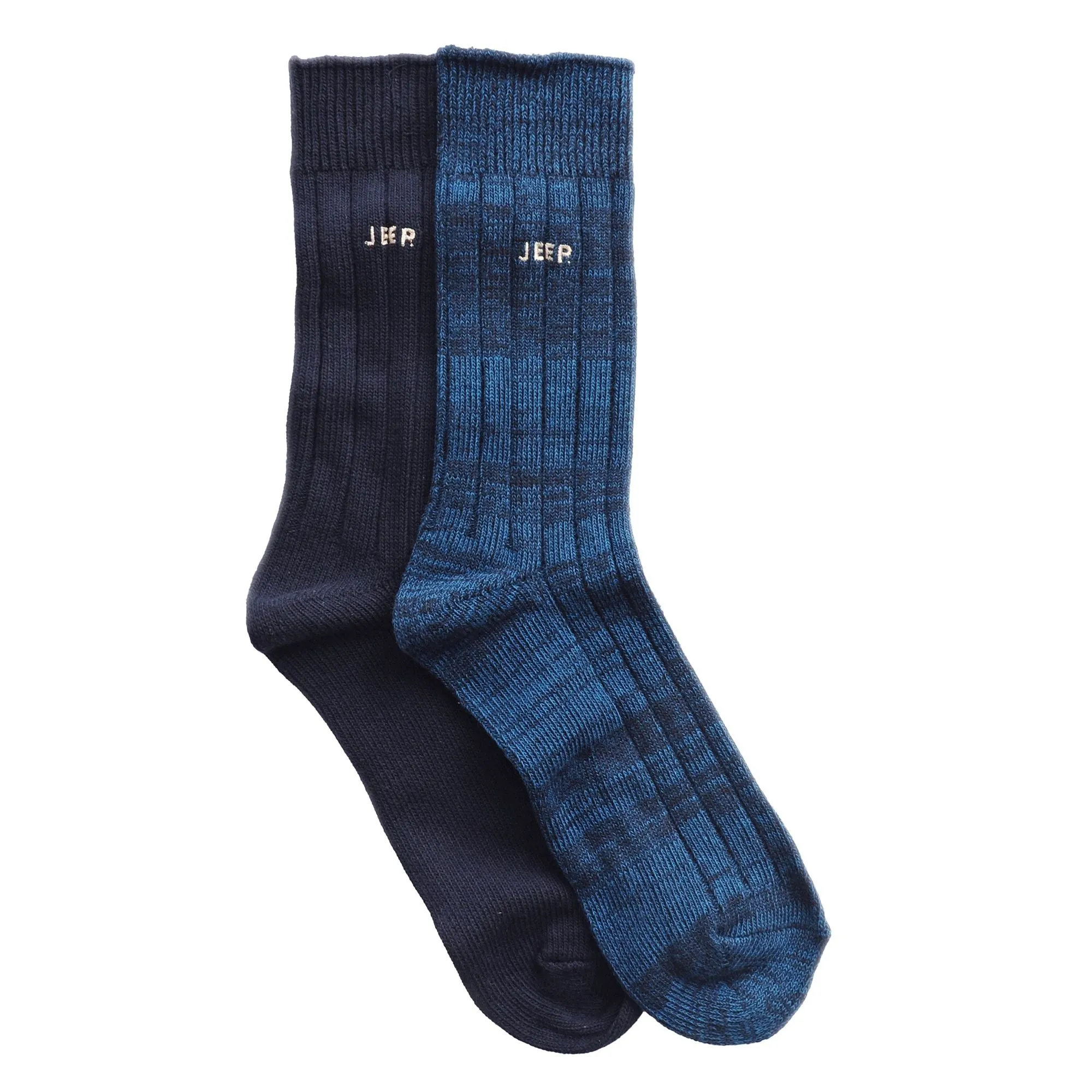 2 Pack Men's Casual Ribbed Cotton Dress Socks | Midweight Square Knit Socks