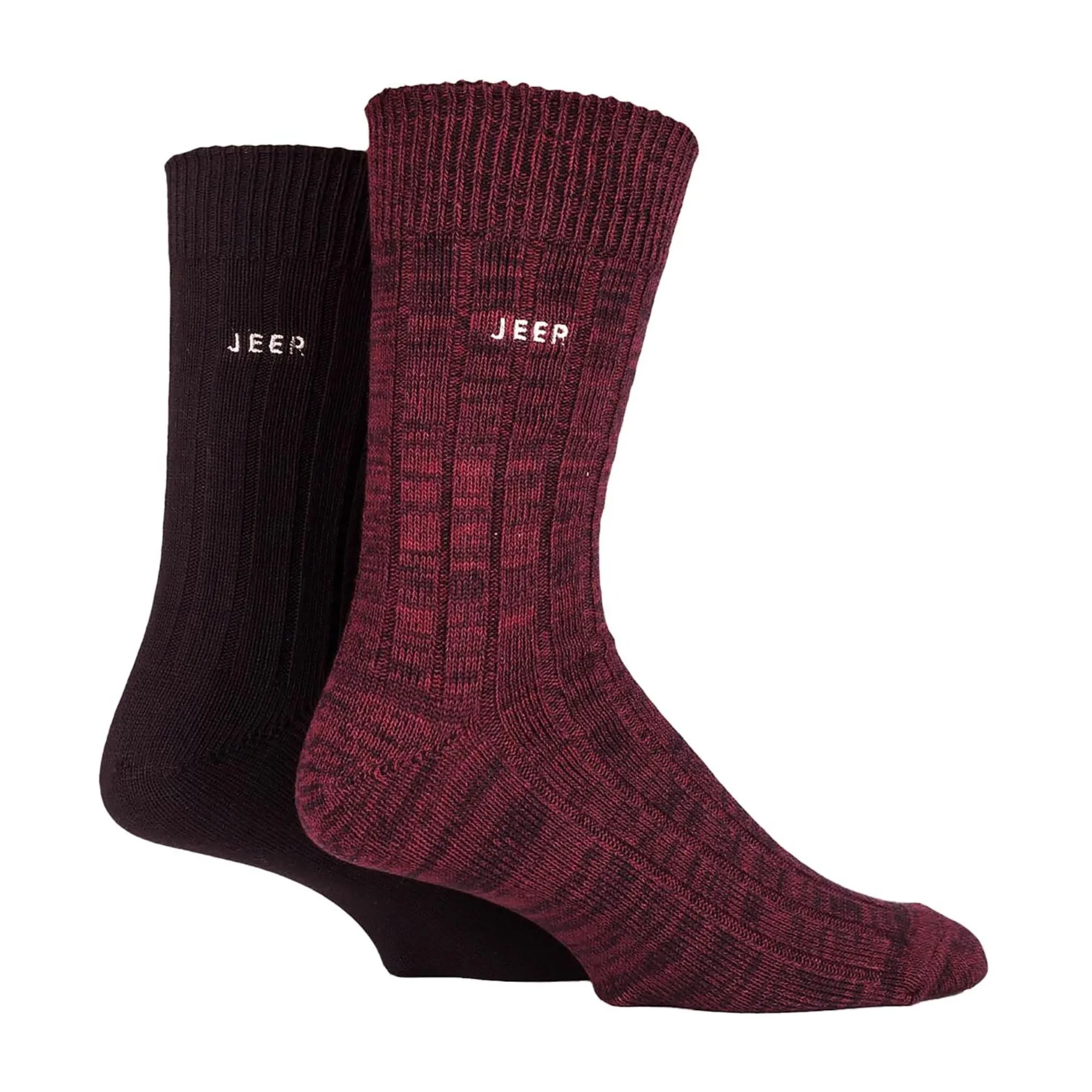 2 Pack Men's Casual Ribbed Cotton Dress Socks | Midweight Square Knit Socks