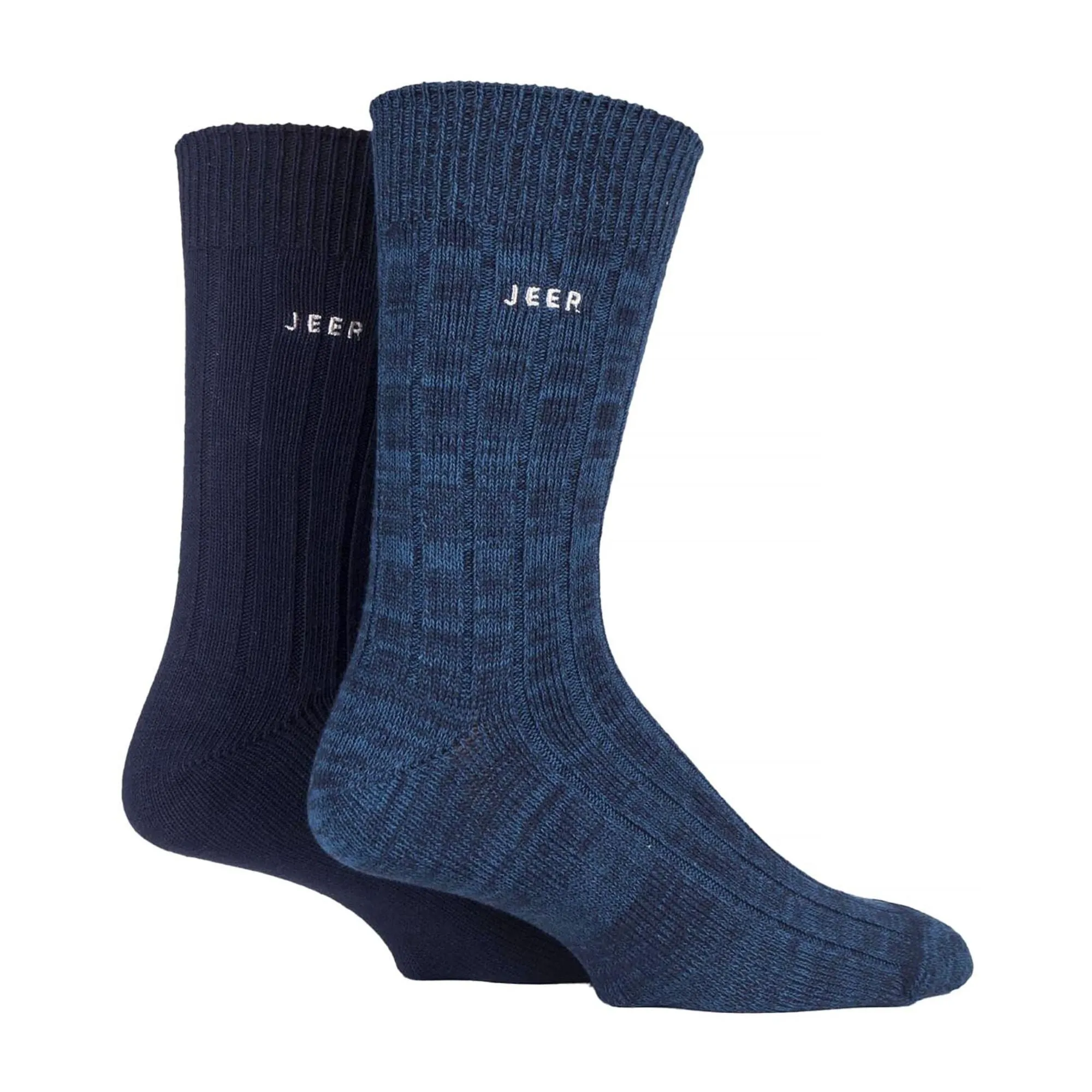 2 Pack Men's Casual Ribbed Cotton Dress Socks | Midweight Square Knit Socks