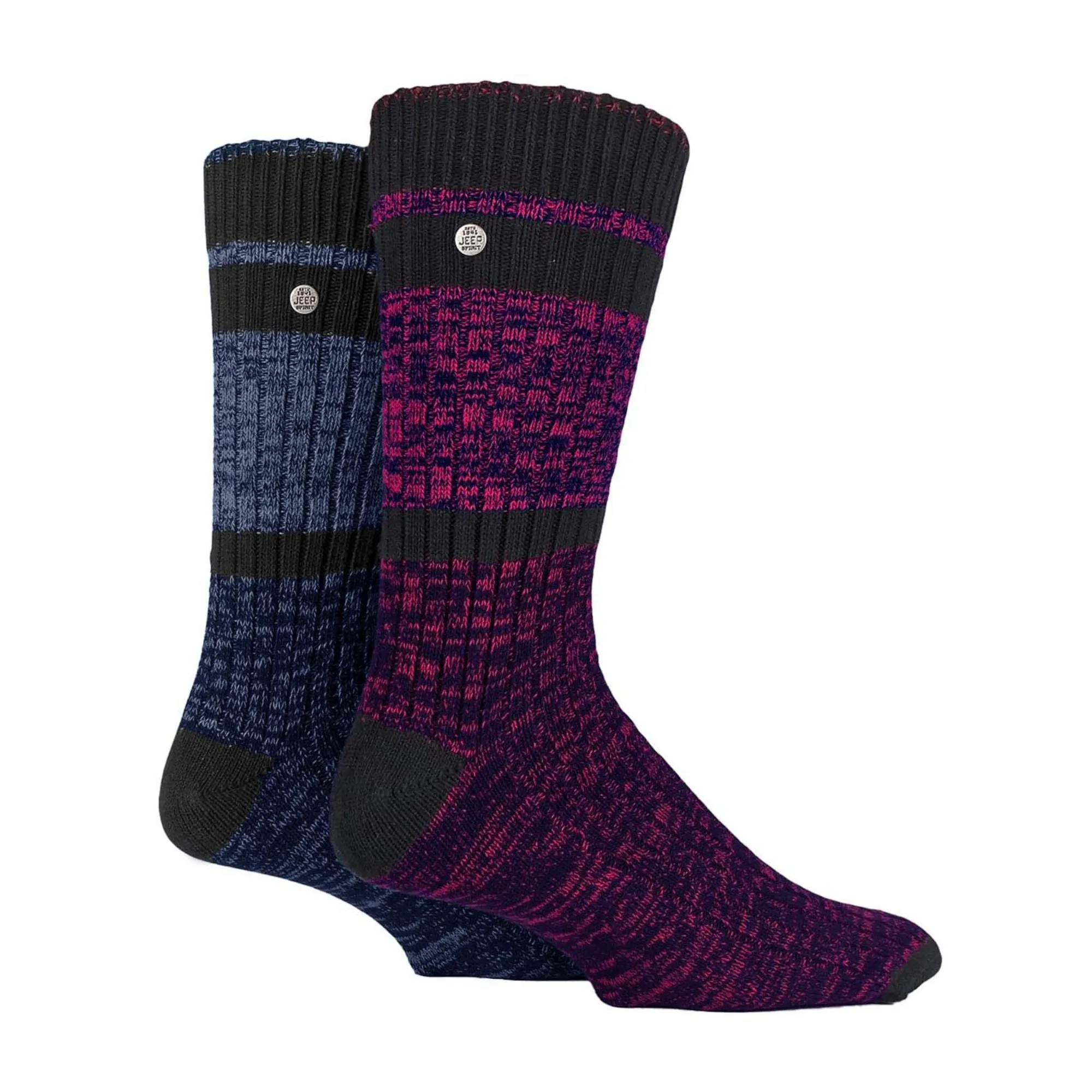 2 Pack Men's Casual Ribbed Cotton Dress Socks | Midweight Square Knit Socks