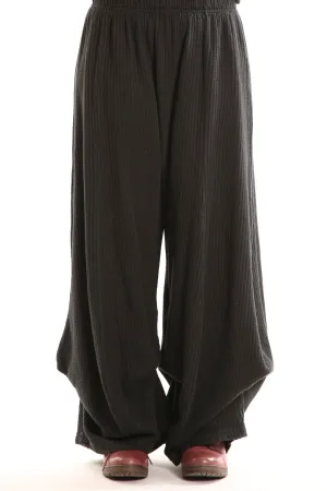 3267 Textured Knit Billow Pants Black UnPrinted