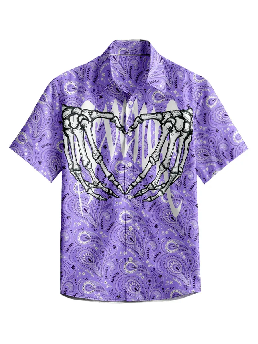 3D Y2k Button Shirt Gothic Pink Skull Print Hawaiian Shirt Men/Women Unisex Shirts Summer Short Sleeve Shirt Streetwear