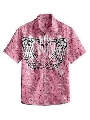3D Y2k Button Shirt Gothic Pink Skull Print Hawaiian Shirt Men/Women Unisex Shirts Summer Short Sleeve Shirt Streetwear