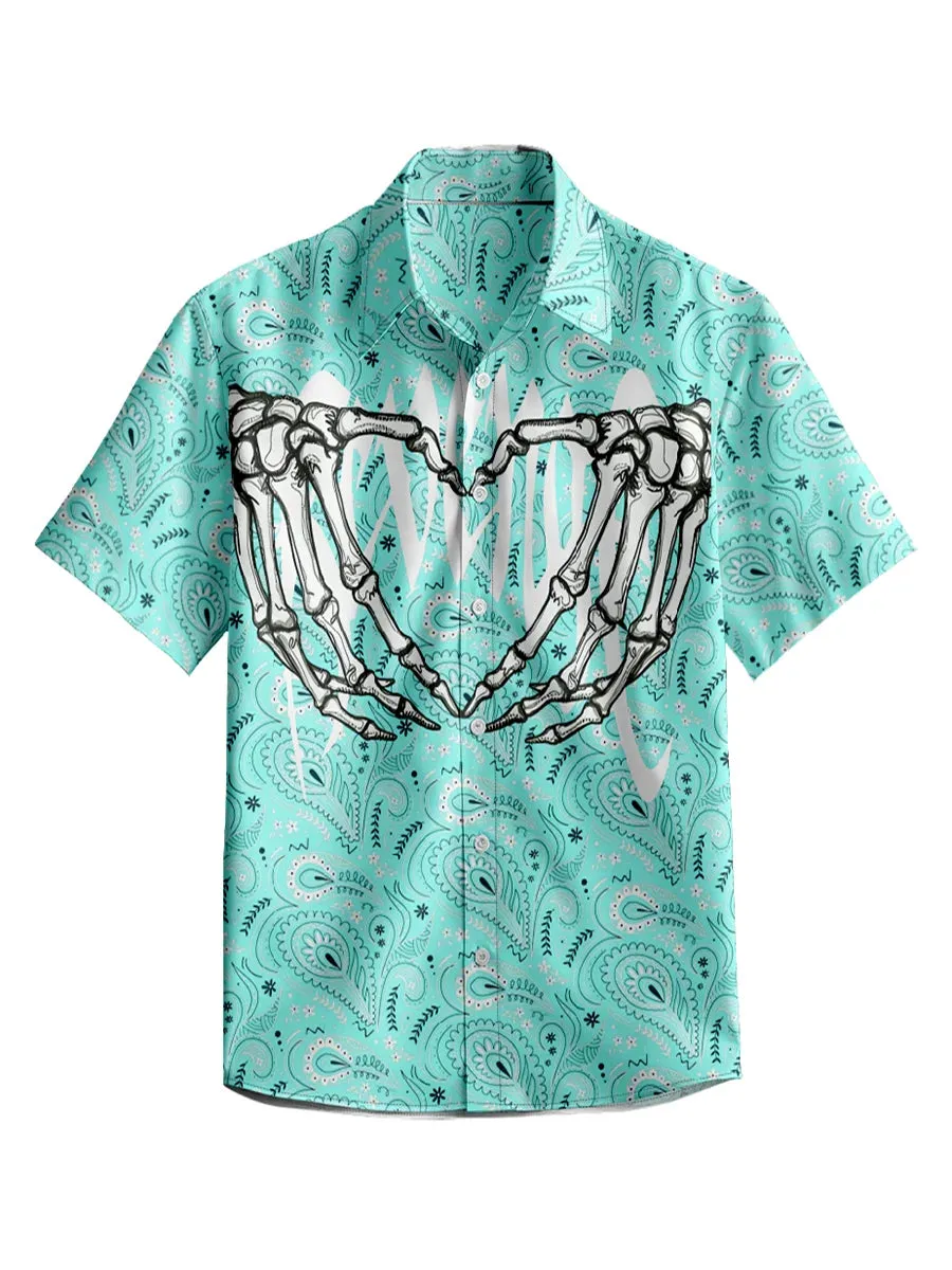 3D Y2k Button Shirt Gothic Pink Skull Print Hawaiian Shirt Men/Women Unisex Shirts Summer Short Sleeve Shirt Streetwear