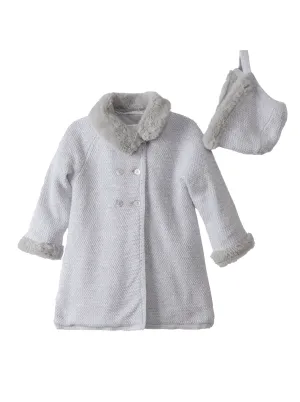 [9-12m] Mayoral Baby Girls Grey Pram Coat & Hat Set