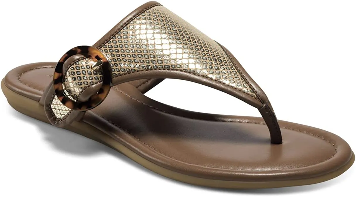 Aerosoles Women's Clarity Flip-Flop, GOLD SNAKE, 7