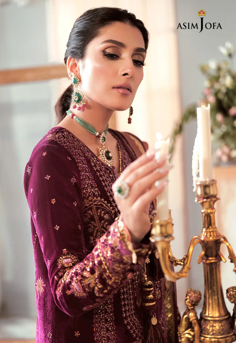 AJAM-10 | The Ayeza Edit by Asim Jofa Makhmal Royal Velvet Winter Collection 2022 | Unstitched Embroidered Velvet Suits