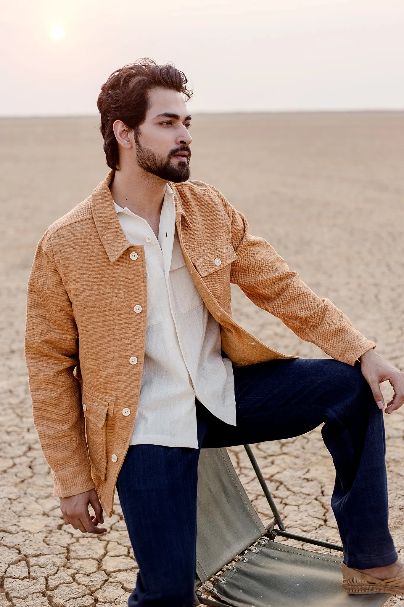 Akash Chore Coat in Mustard Honeycomb