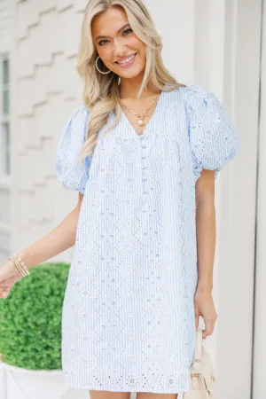 All You Have To Do Blue Eyelet Mini Dress