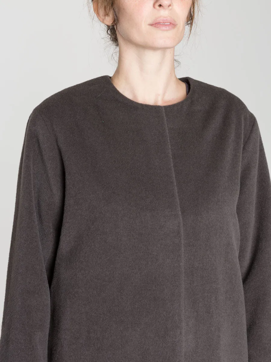 angora no collar coat
