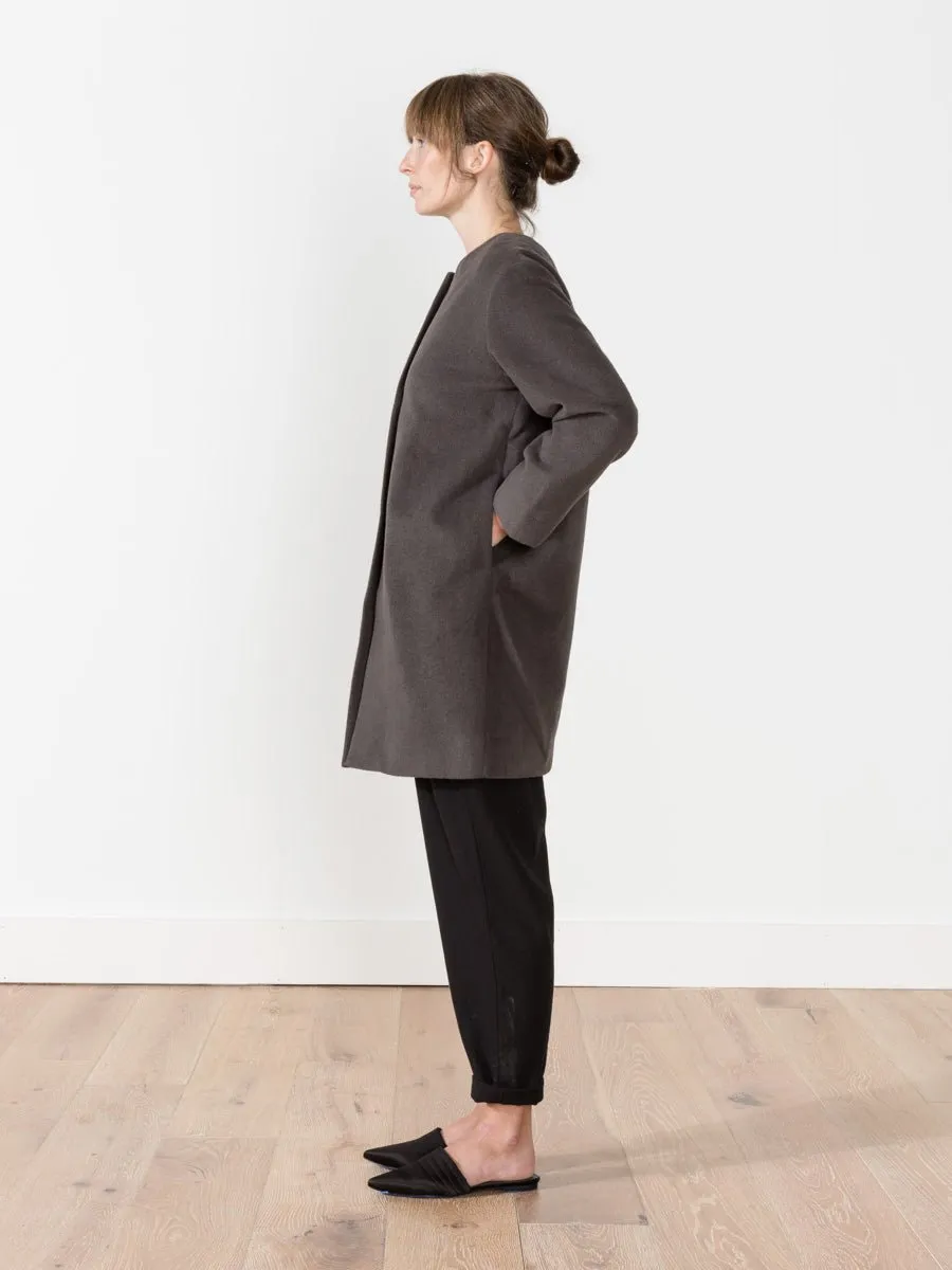 angora no collar coat
