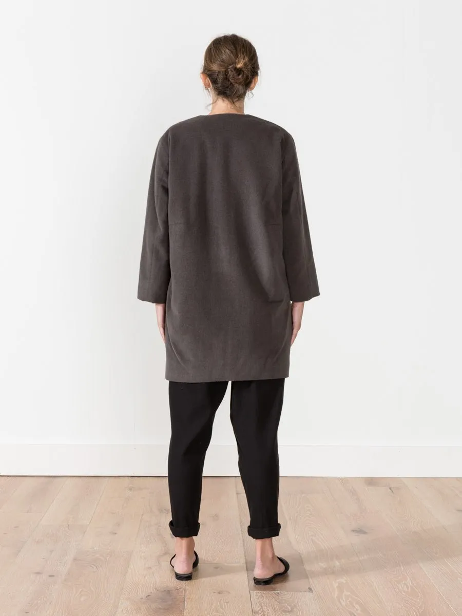 angora no collar coat