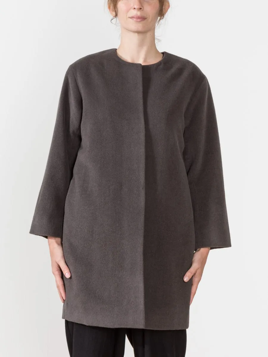 angora no collar coat