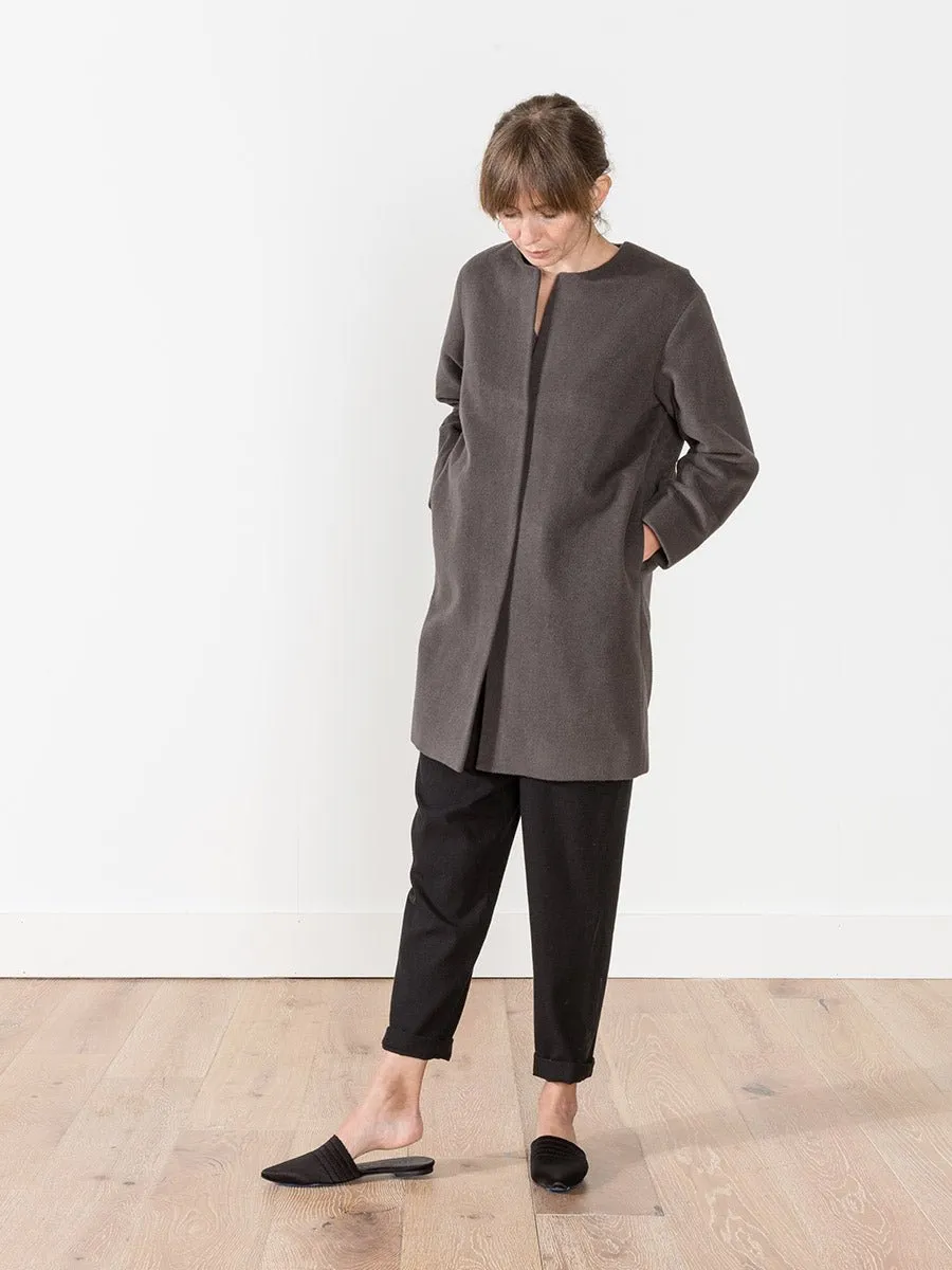angora no collar coat
