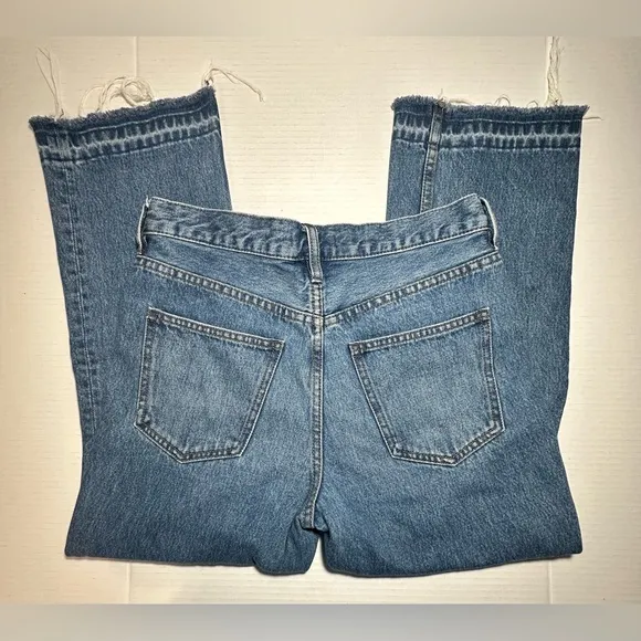 Anthropologie Free People Wide Leg Jeans 28 Women 100% Cotton High Rise Frayed