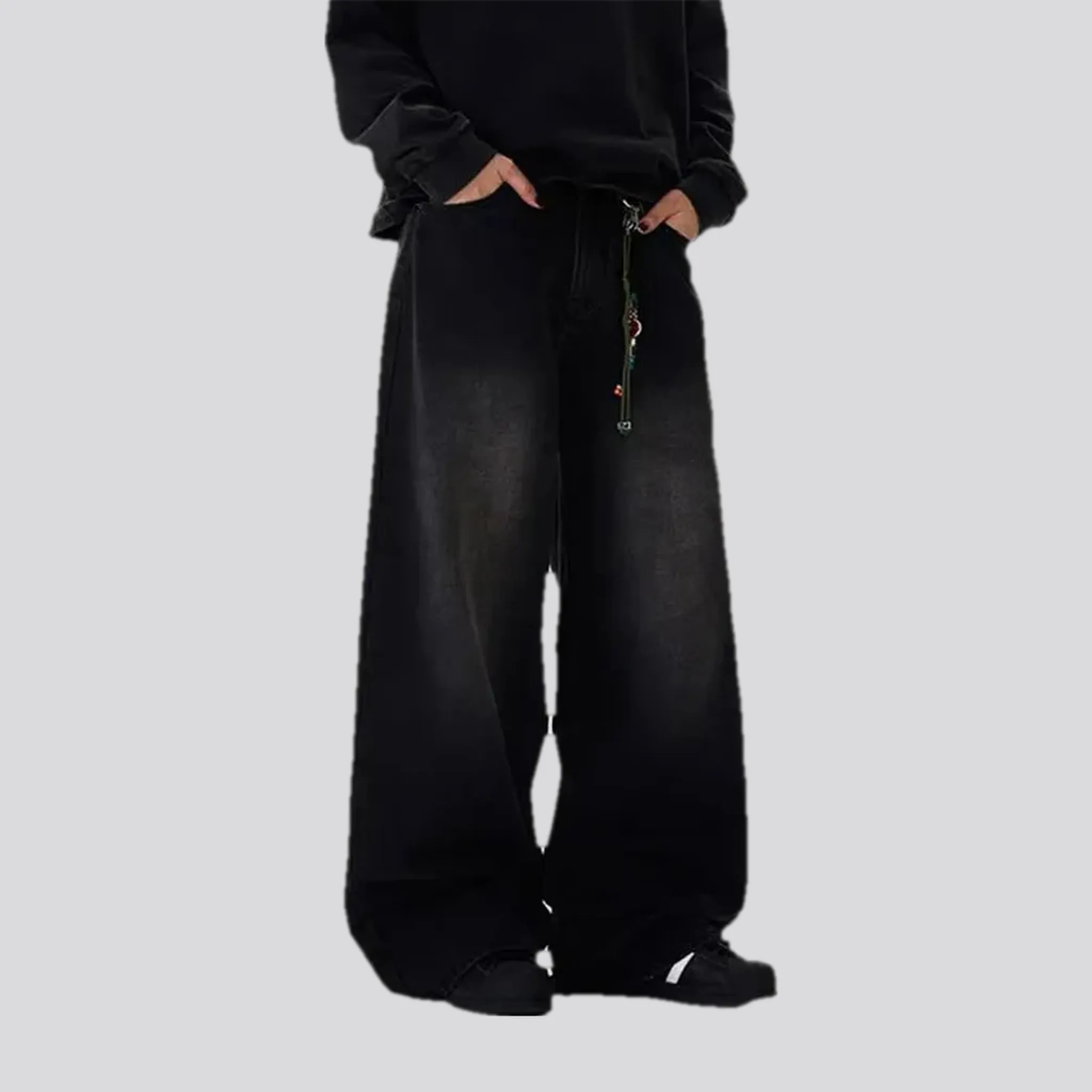 Baggy fit mid rise boho men's jeans