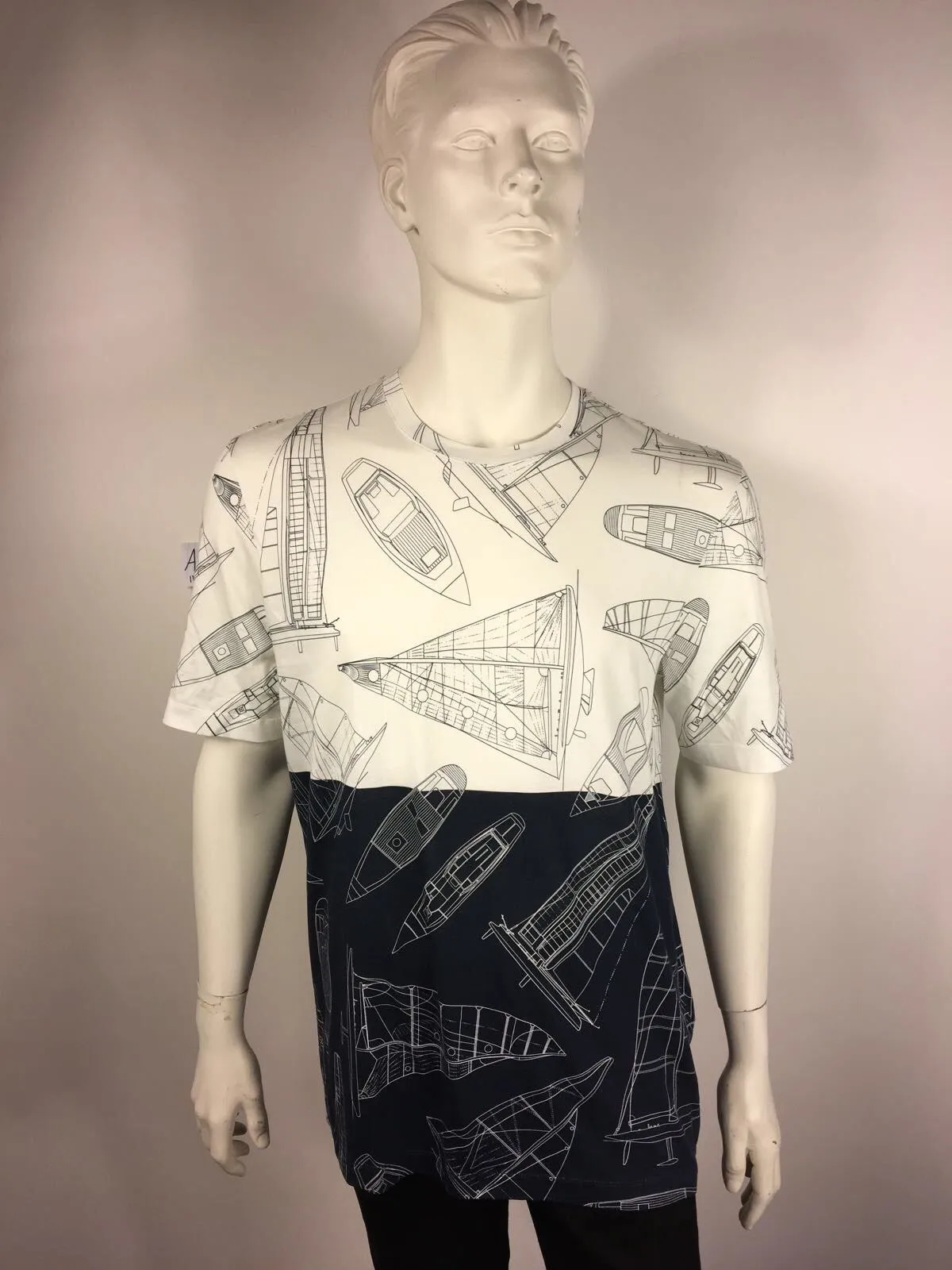 Bicolor Yacht Print T-Shirt