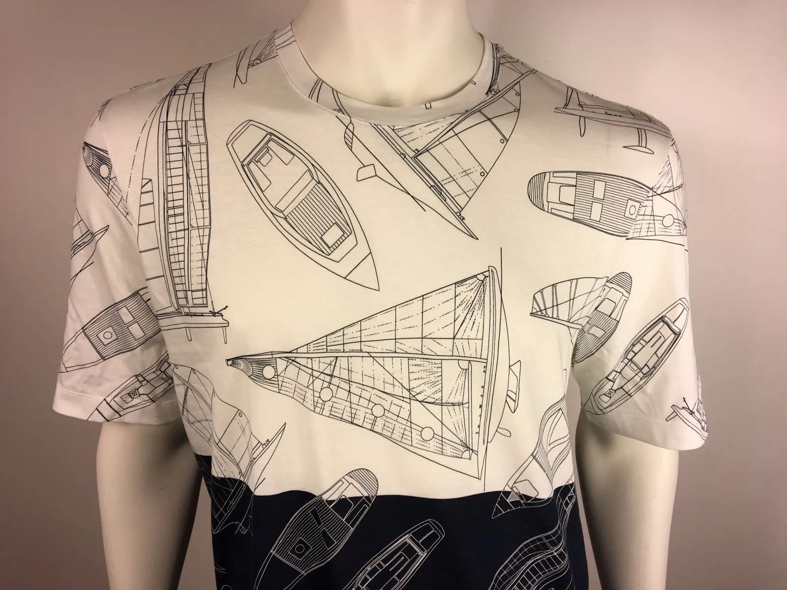 Bicolor Yacht Print T-Shirt