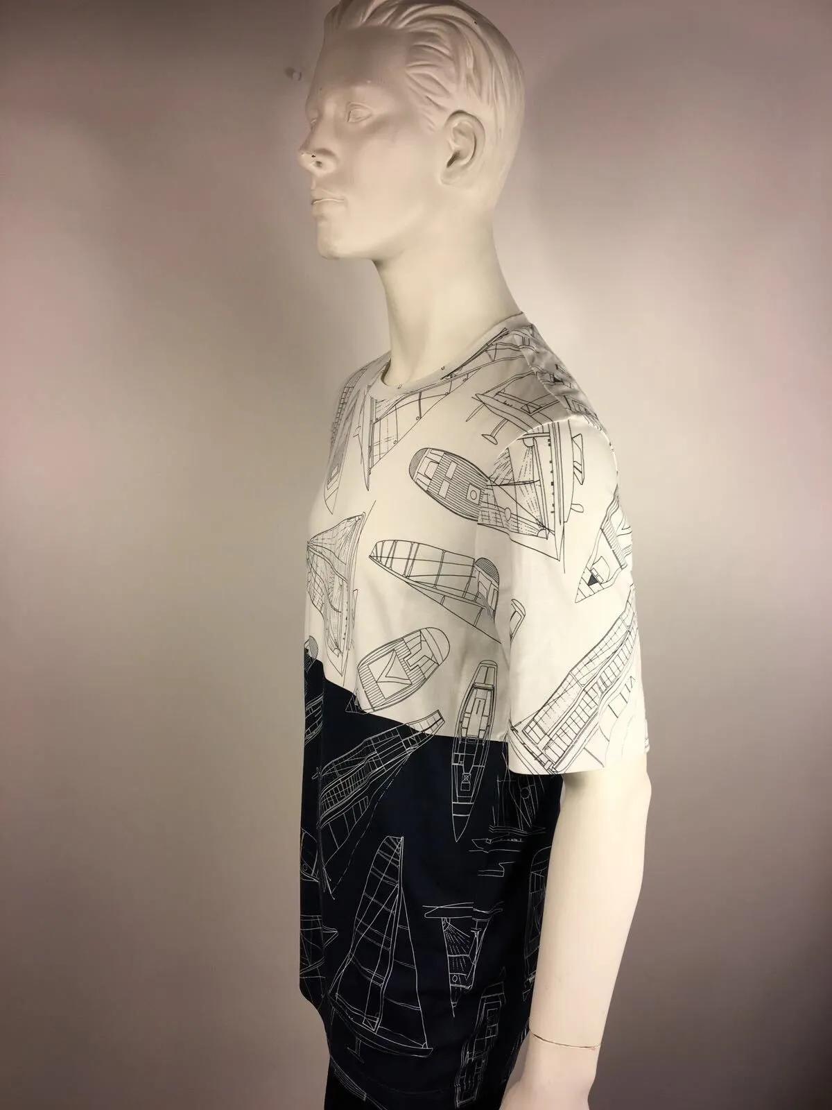 Bicolor Yacht Print T-Shirt