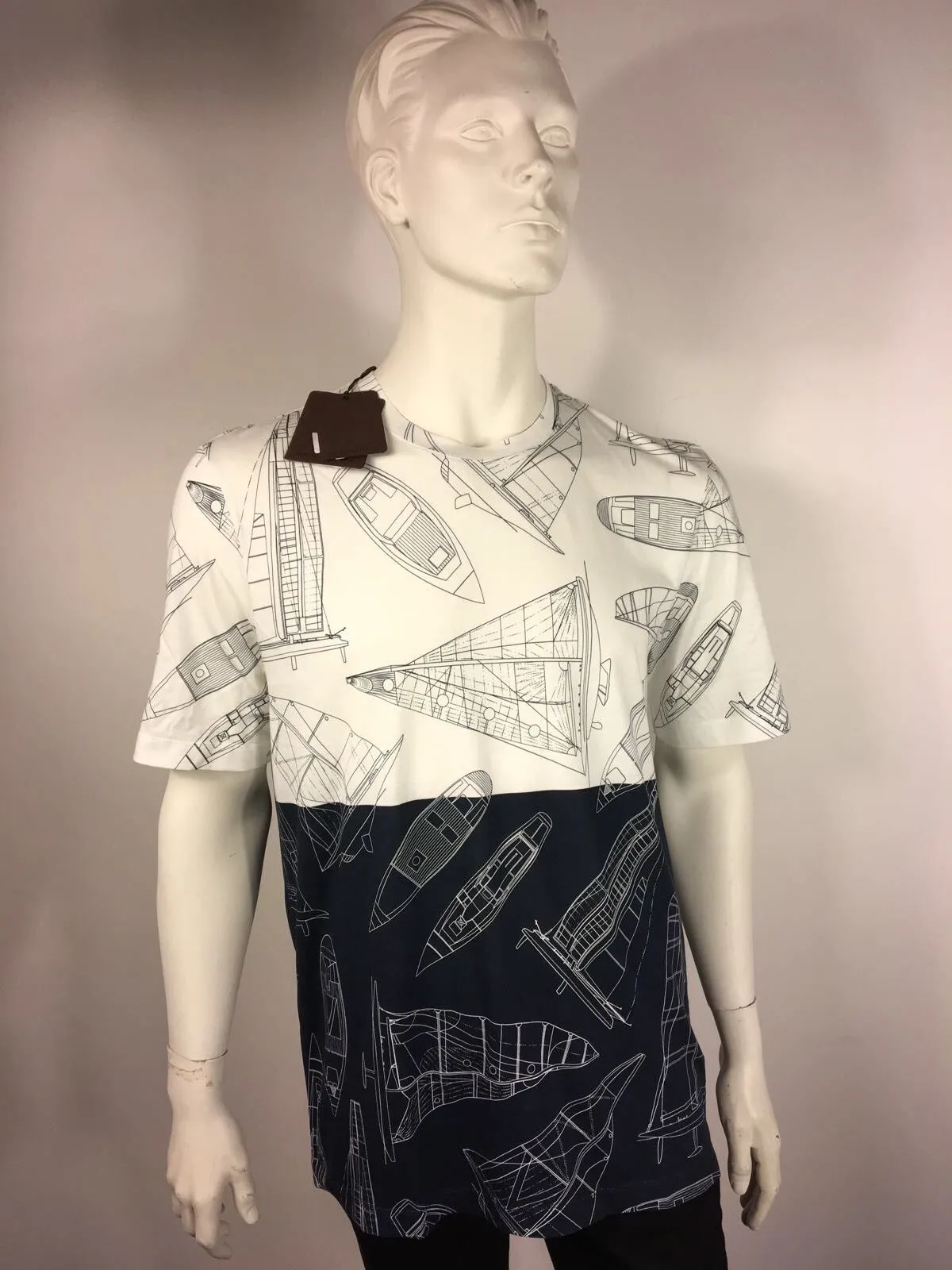 Bicolor Yacht Print T-Shirt