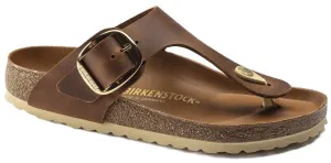 Birkenstock Gizeh Big Buckle Sandals - Cognac Oiled Leather | Comfortable Cork Footbed