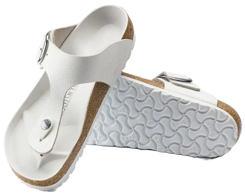 Birkenstock Gizeh Big Buckle Sandals - White Leather | Comfortable Cork Footbed