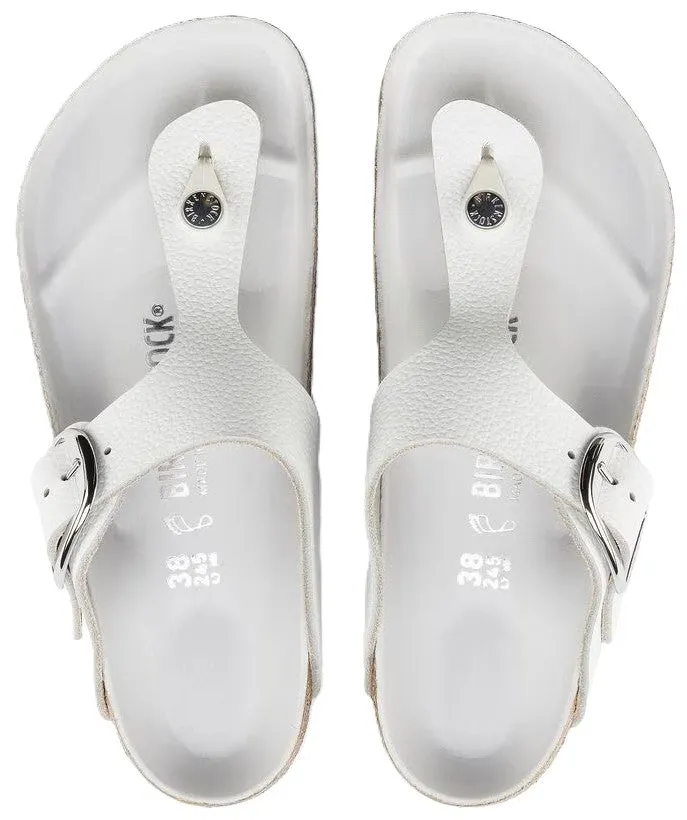 Birkenstock Gizeh Big Buckle Sandals - White Leather | Comfortable Cork Footbed