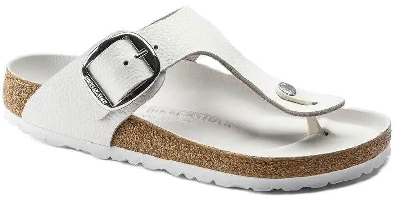 Birkenstock Gizeh Big Buckle Sandals - White Leather | Comfortable Cork Footbed