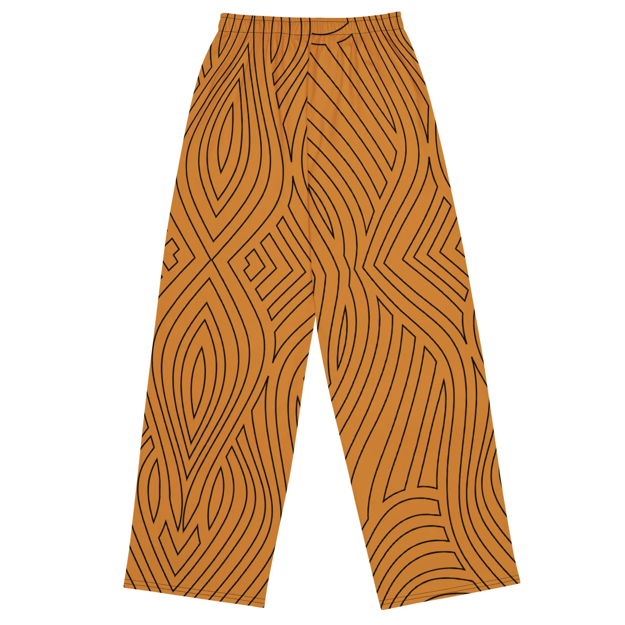 Black Abstract Wide-leg Pants