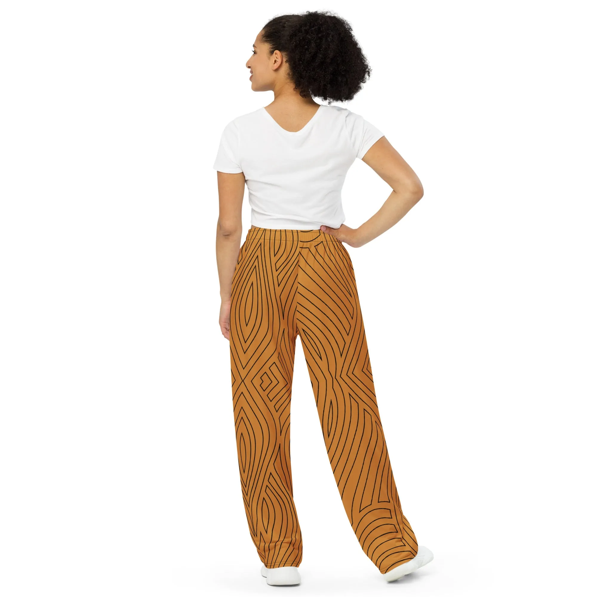 Black Abstract Wide-leg Pants