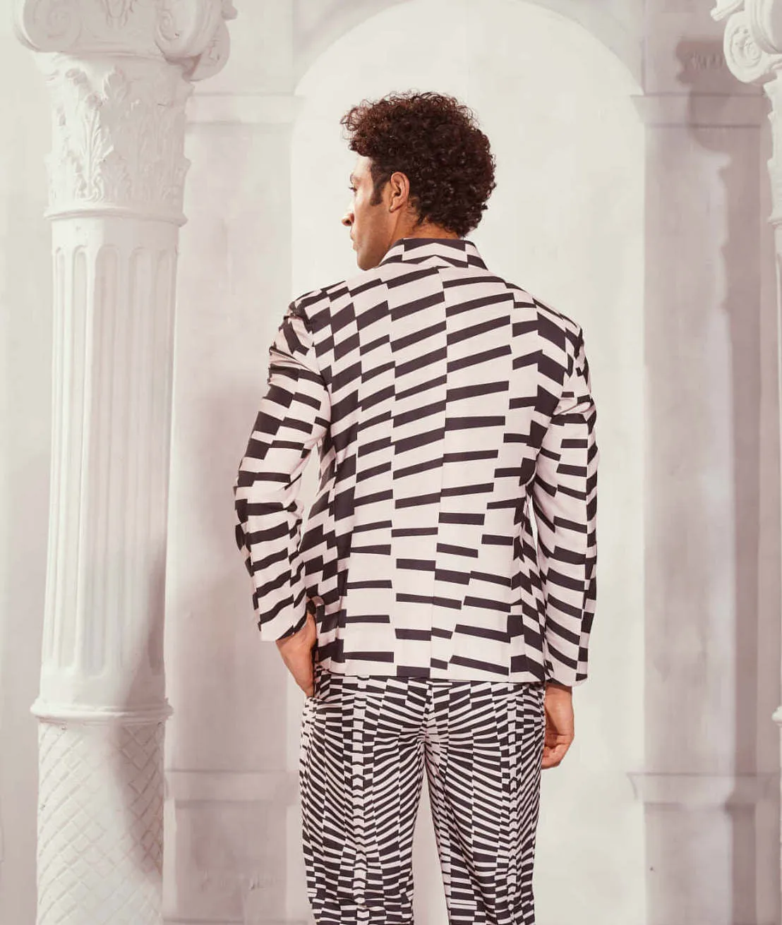 Black & white byzantine print button down coat