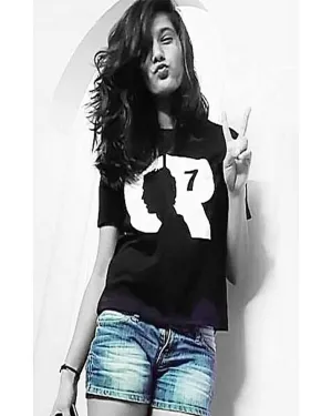 Black Cotton Printed T-Shirt For Women
