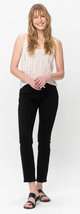 Black Mid-Rise Slim Fit Jeans