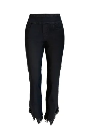Black Pull On Frayed Jeans, by Ethyl