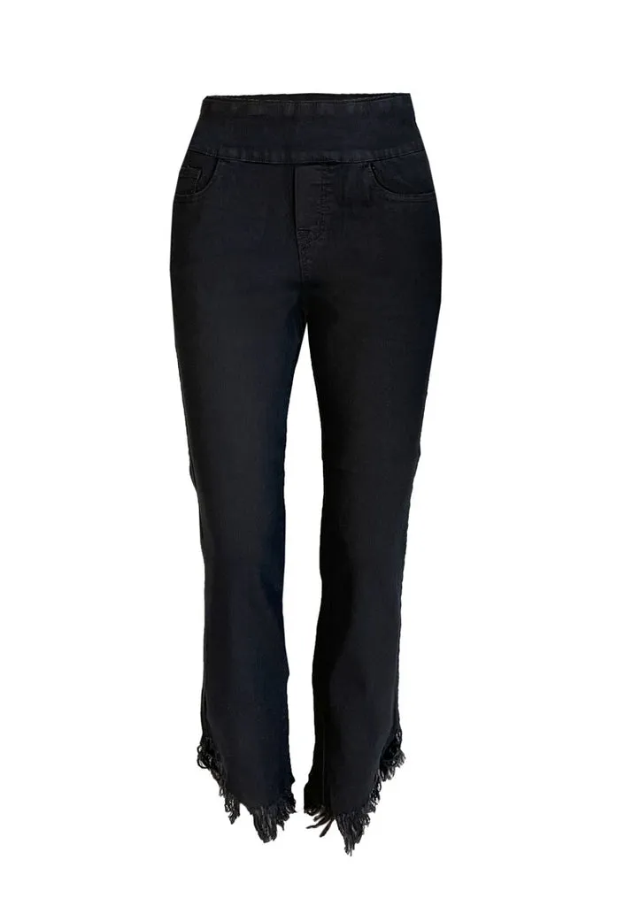 Black Pull On Frayed Jeans, by Ethyl