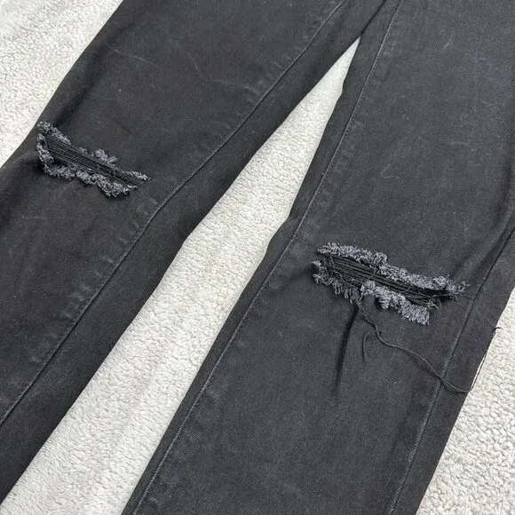Blanqi Women's Tummy Support Distressed Fray Hem Maternity Jeans Size 2 Black