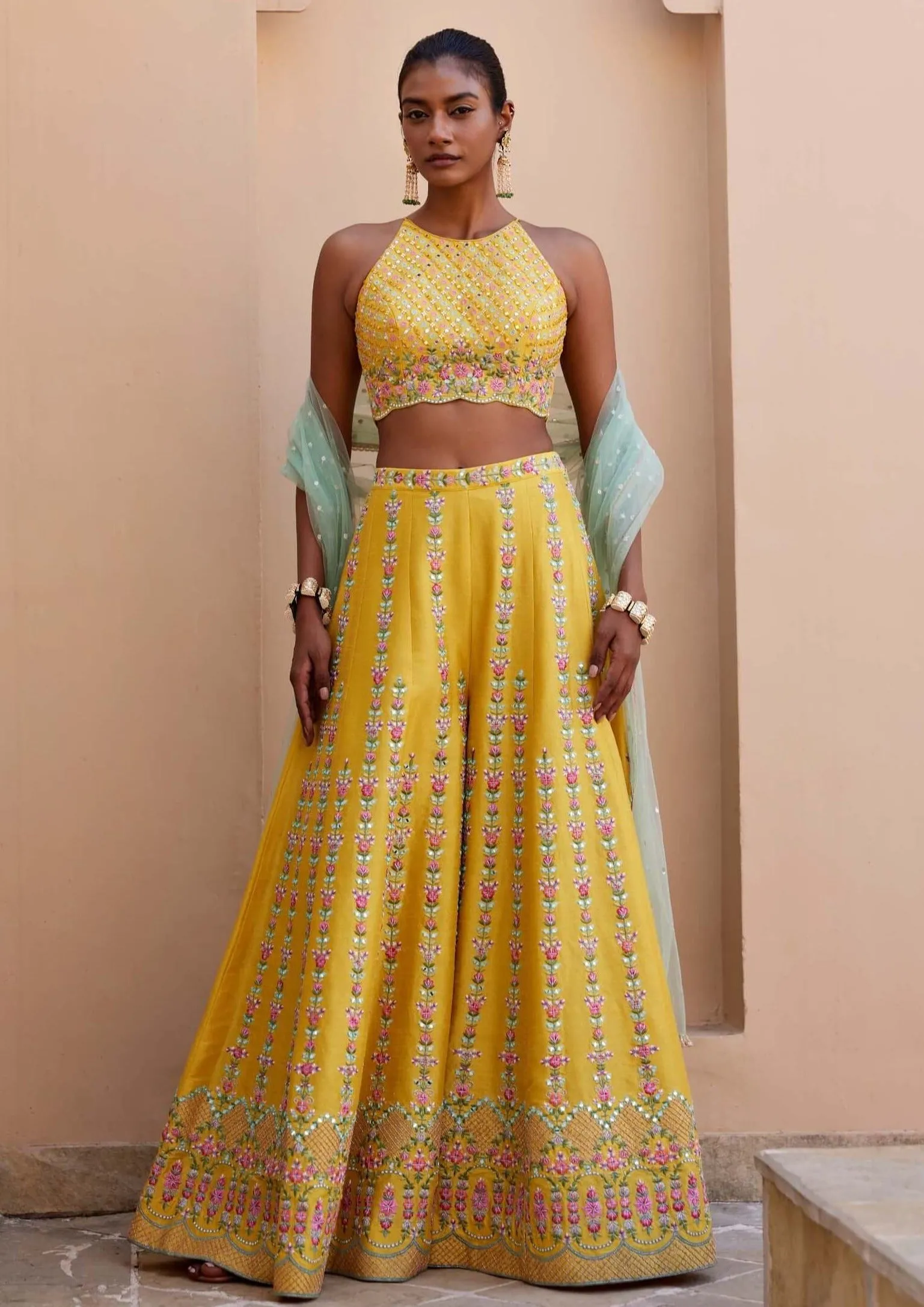 Blossom yellow palazzo set