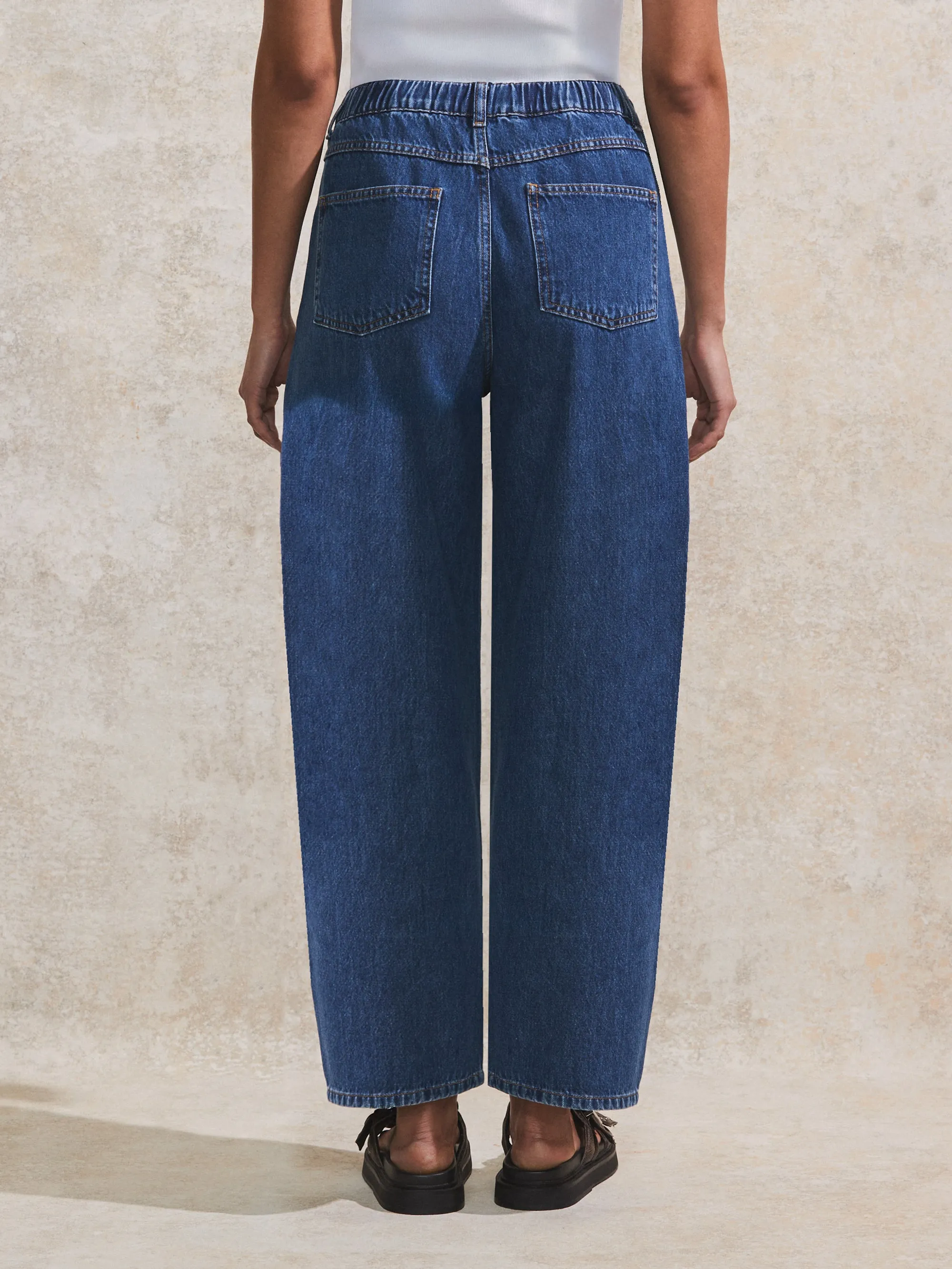 Blue Drawstring-Waist Jeans