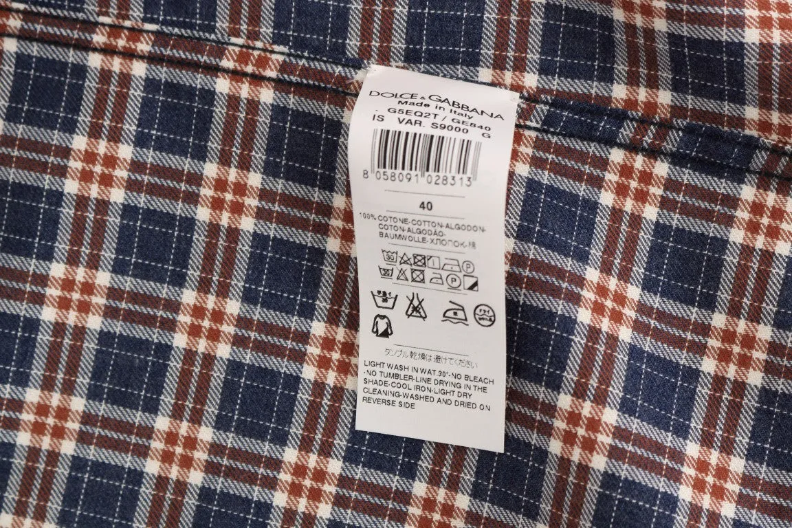 Blue Red Check Cotton Slim Fit Shirt