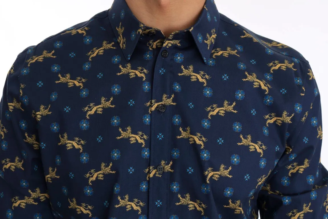 Blue Slim SICILIA Cotton Shirt