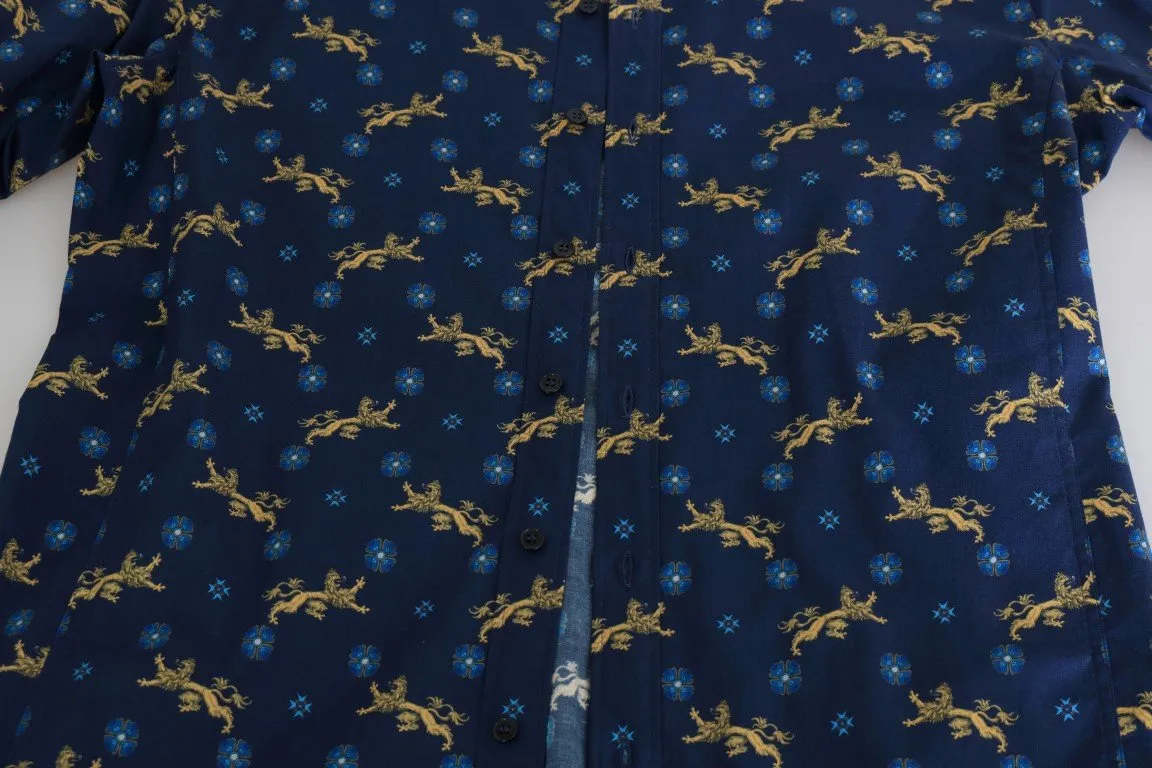 Blue Slim SICILIA Cotton Shirt
