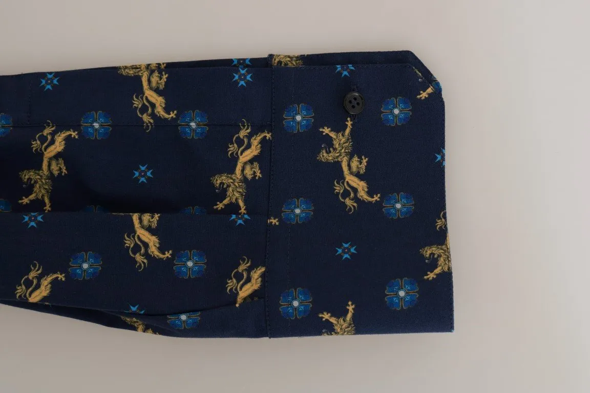 Blue Slim SICILIA Cotton Shirt