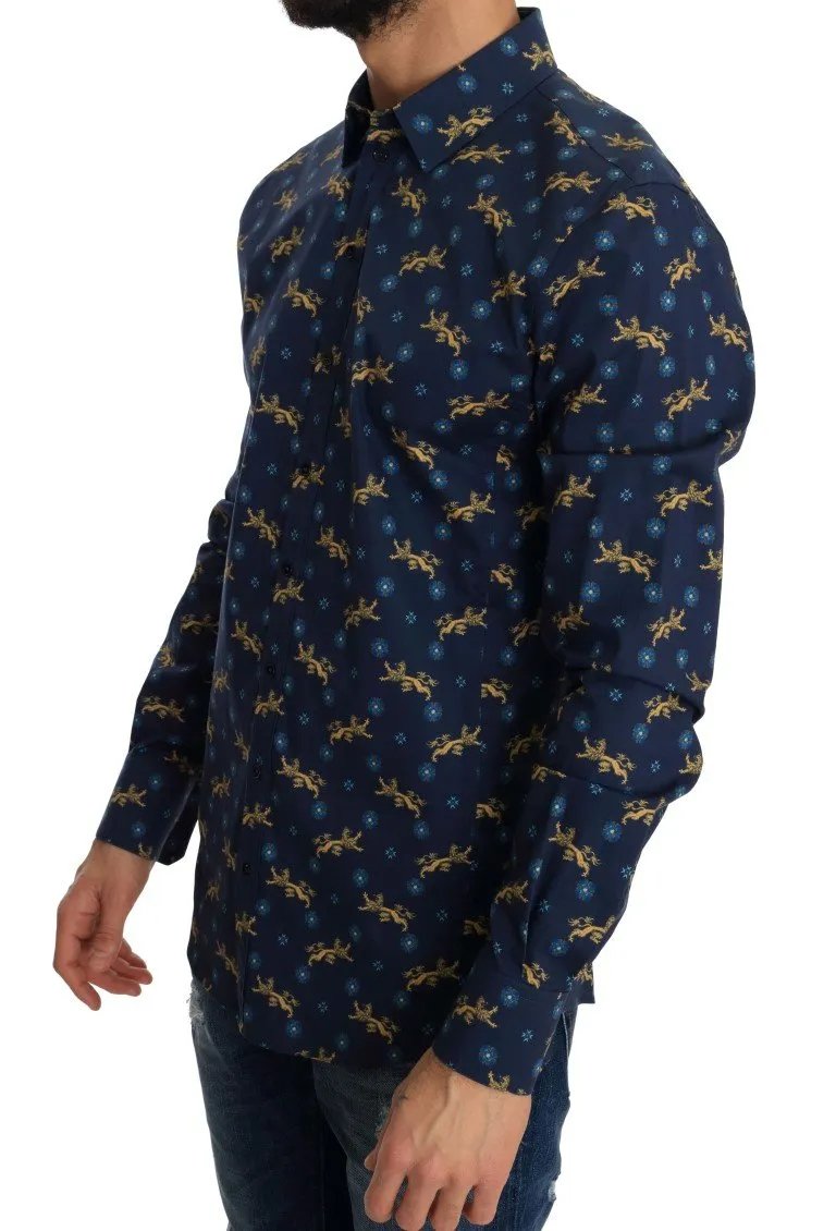 Blue Slim SICILIA Cotton Shirt