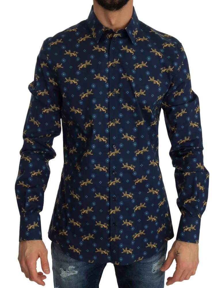 Blue Slim SICILIA Cotton Shirt